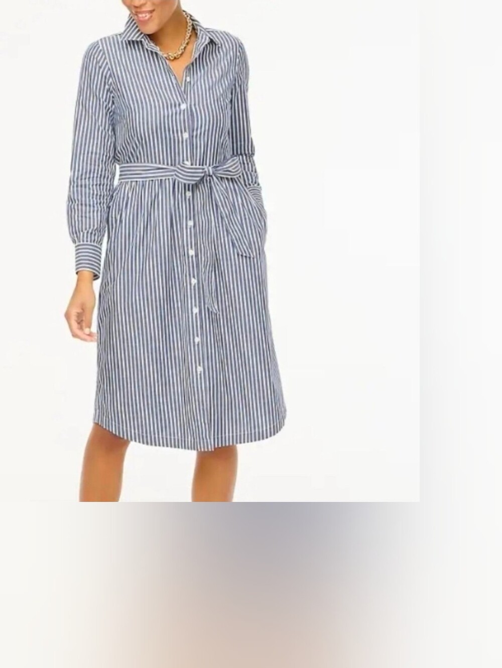 J. Crew | Navy Striped Long Sleeve Shirt Dress Size 00